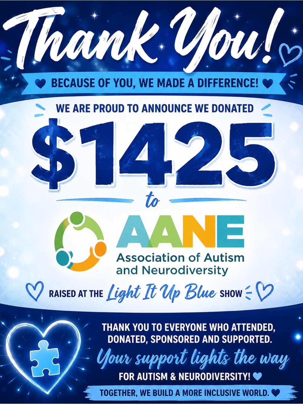 **** THANK YOU TO EVERYONE who helped us Light Up Blue April 2nd ***